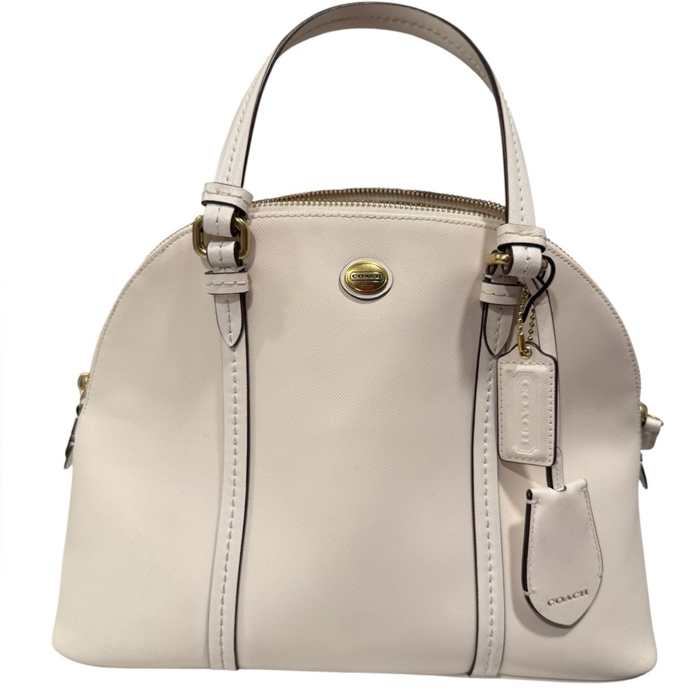 Coach Light Beige Dome Satchel with Gold Hardware